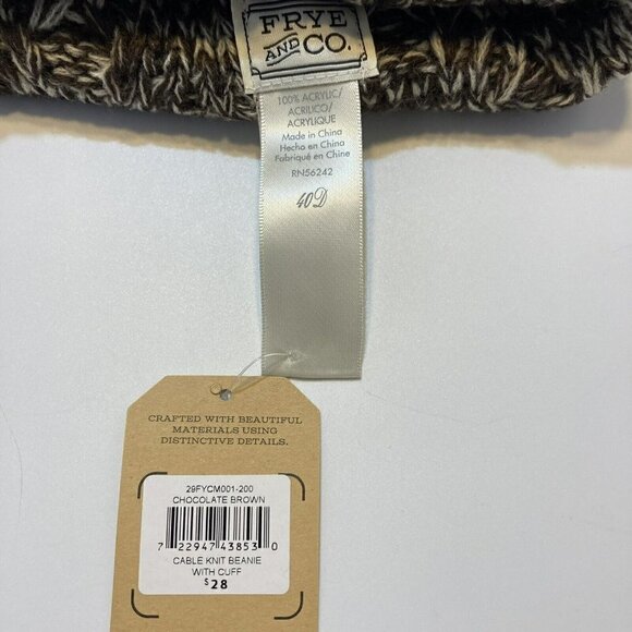 Frye & Co NWT Chocolate Brown Cable Knit Beanie Cuff Knitted Cap-OSFM - Picture 4 of 12